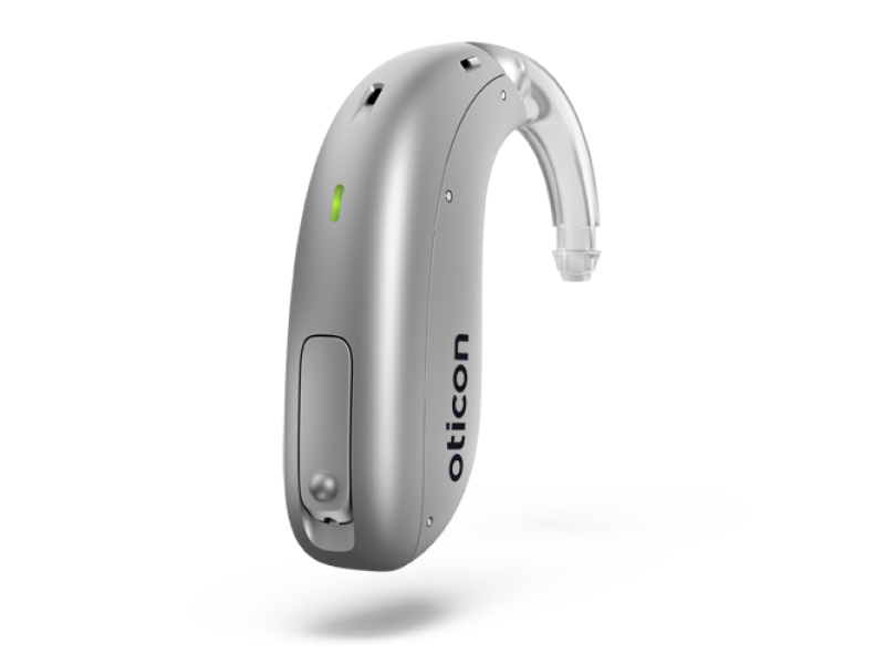 Oticon_More_miniBTE_R_Left_C091SilverGrey_LEDgreen_Hook_665x625px.png